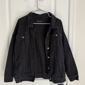 PrettyLittleThing Distressed Black Denim Jacket